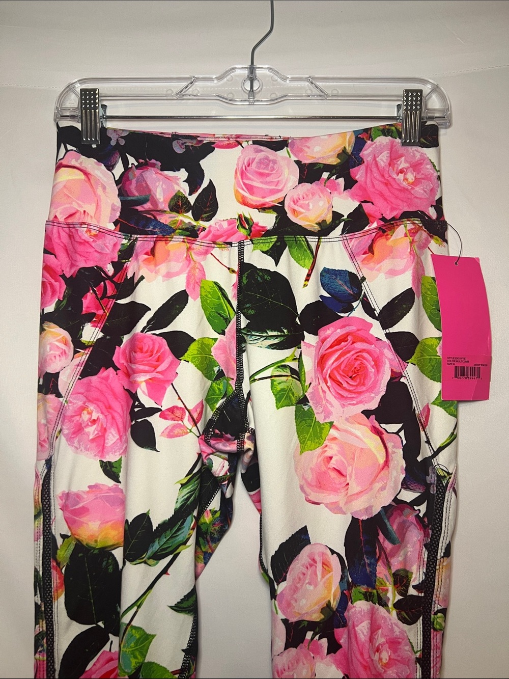 Betsy Johnson Give Love Get Love Floral Capri Workout Leggings Mesh Seams Sz M - Picture 4 of 14